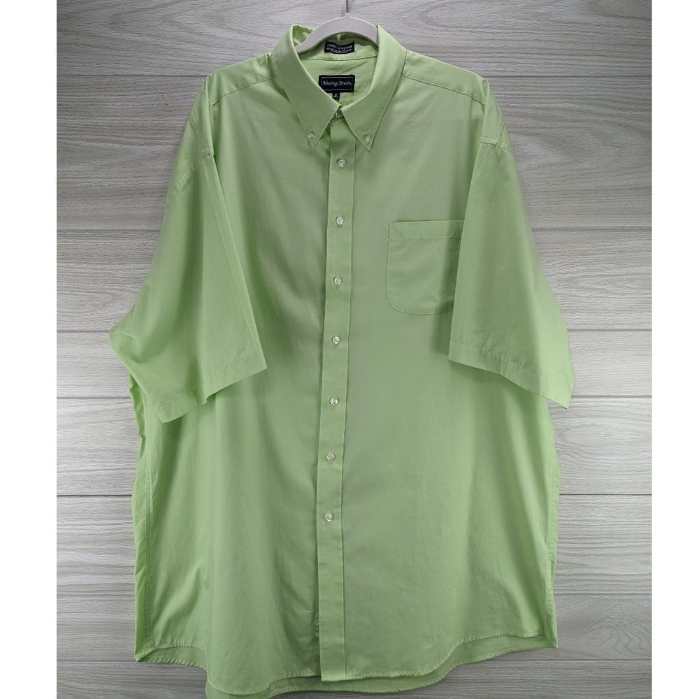 Meeting Street 19 Tall Pastel Green Button Down Short Sleeve Shirt